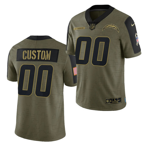 Personalized Men’s Los Angeles Chargers ACTIVE PLAYER 2021 Olive Salute To Service Limited Stitched Jersey