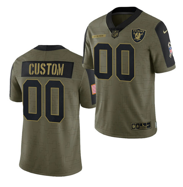 Personalized Men’s Las Vegas Raiders ACTIVE PLAYER 2021 Olive Salute To Service Limited Stitched Jersey