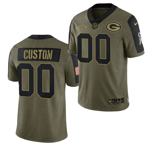 Personalized Men’s Green Bay Packers ACTIVE PLAYER 2021 Olive Salute To Service Limited
