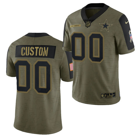 Personalized Men’s Dallas Cowboys ACTIVE PLAYER 2021 Olive Salute To Service Limited