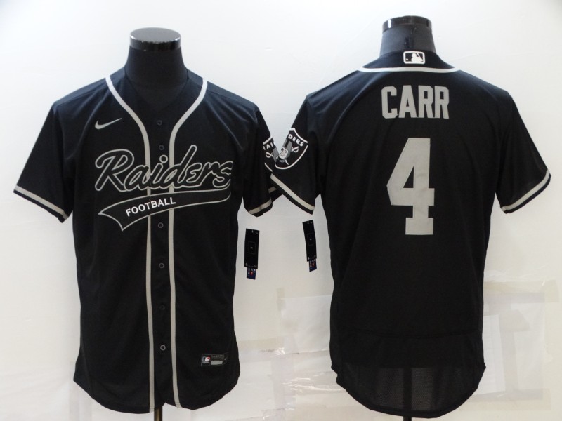 Personalized Men’s Las Vegas Raiders #4 Derek Carr Black Flex Base Stitched Jersey