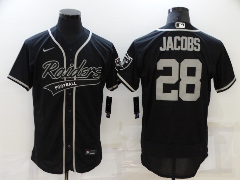 Personalized Men’s Las Vegas Raiders #28 Josh Jacobs Black Flex Base Stitched Jersey
