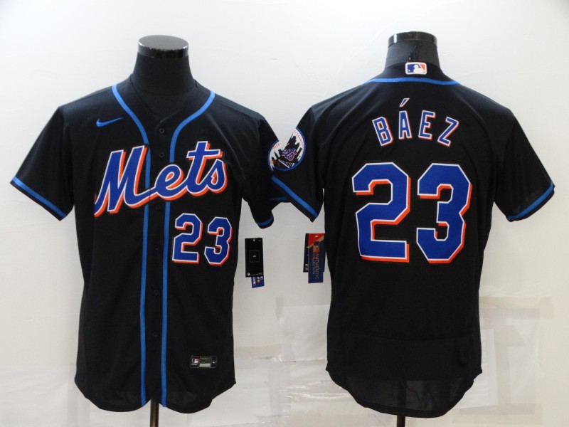 Personalized Men’s New York Mets #23 Javier Báez Black Flex Base Stitched Jersey