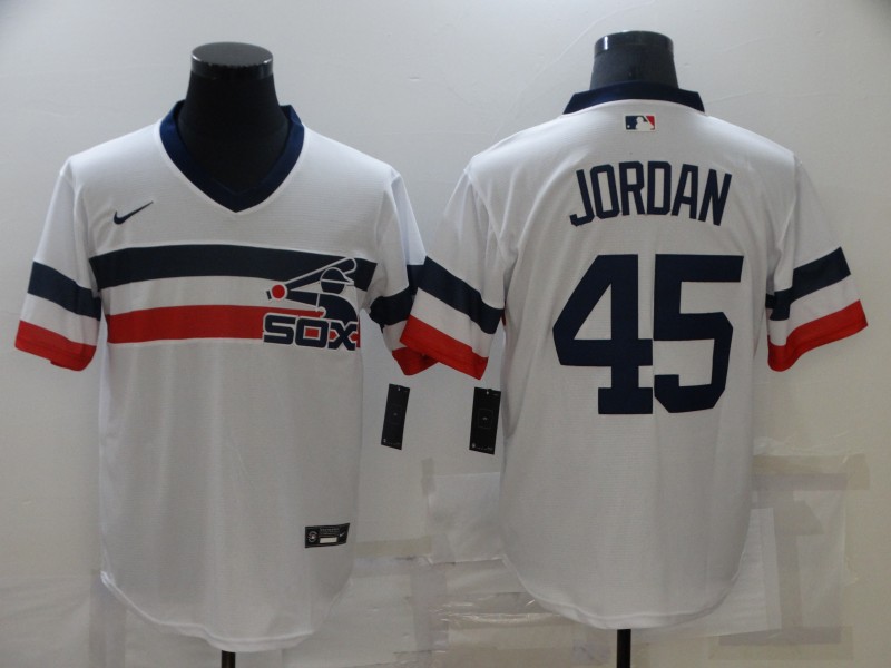 Personalized Men’s Chicago White Sox #45 Michael Jordan White 2021 Throwback Cool Base Jersey
