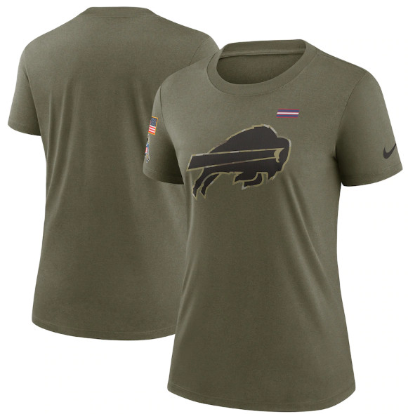 Personalized Women’s Buffalo Bills Olive 2021 Salute To Service T-Shirt (Run Small)