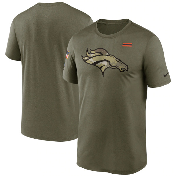 Personalized Men’s Denver Broncos 2021 Olive Salute To Service Legend Performance T-Shirt
