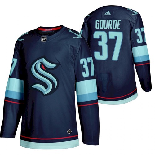 Personalized Men’s Seattle #37 Kraken Yanni Gourde 2022 Home Navy Jersey