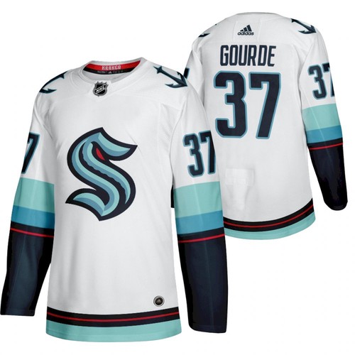 Personalized Men’s Seattle #37 Kraken Yanni Gourde 2022 Away White Jersey