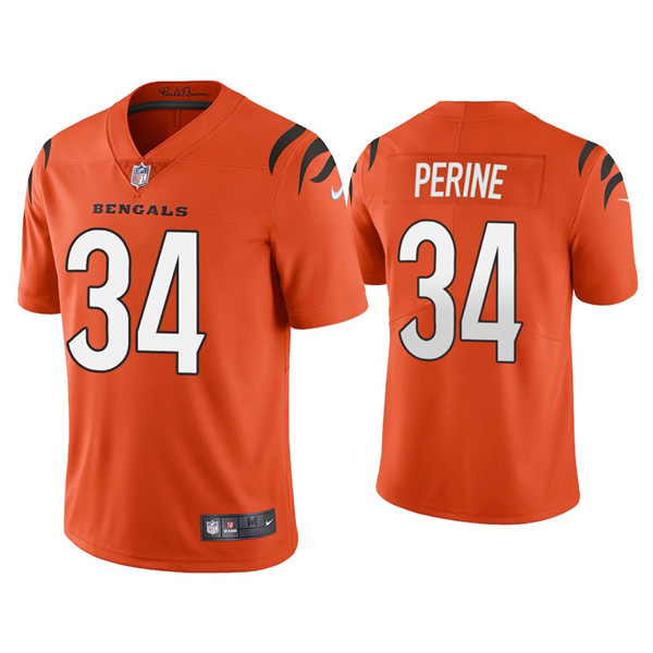 Personalized Men’s Cincinnati Bengals #34 Samaje Perine 2021 Orange Untouchable Limited Stitched Jersey