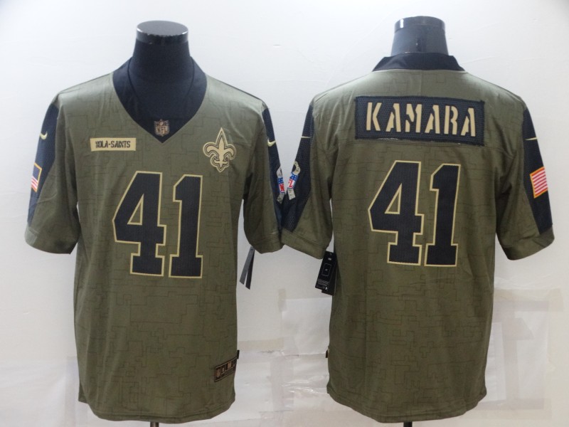 Personalized Men’s New Orleans Saints #41 Alvin Kamara Olive 2021 Salute To Service Limited Player Jersey