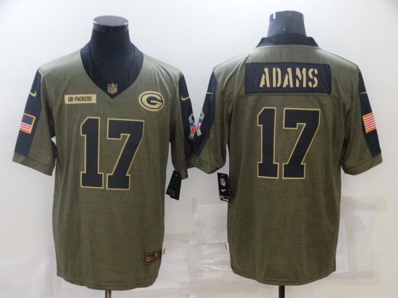 Personalized Men’s Green Bay Packers #17 Davante Adams Olive 2021 Salute To Service Limited Player Jersey