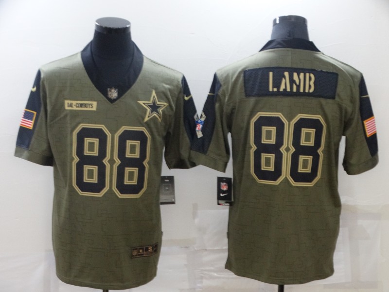 Personalized Men’s Dallas Cowboys #88 CeeDee Lamb Olive 2021 Salute To Service Limited Player Jersey
