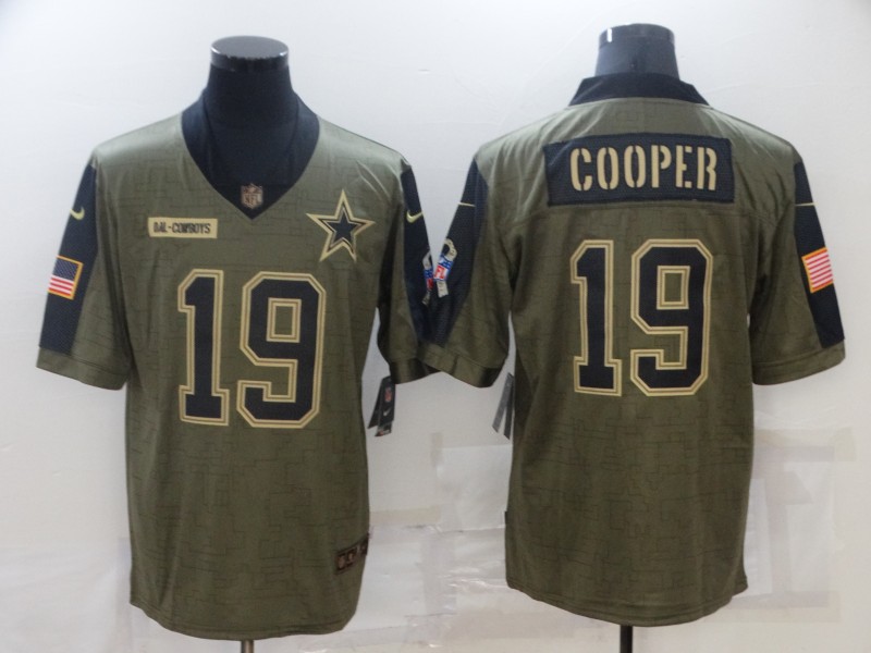 Personalized Men’s Dallas Cowboys #19 Amari Cooper Olive 2021 Salute To Service Limited Player Jersey
