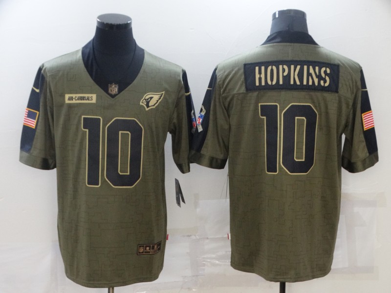 Personalized Men’s Arizona Cardinals #10 DeAndre Hopkins Olive 2021 Salute To Service Limited Player Jersey