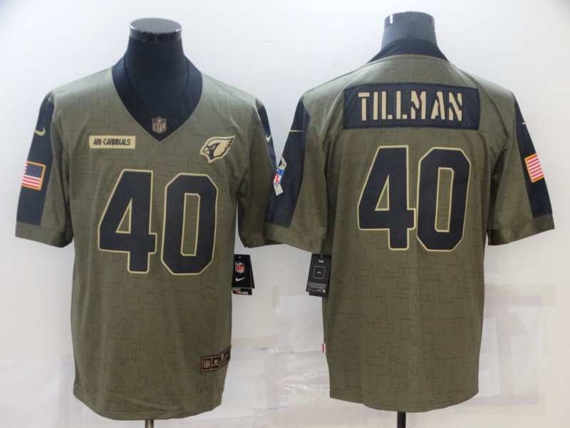 Personalized Men’s Arizona Cardinals #40 Pat Tillman Olive 2021 Salute To Service Retired Player Limited Jersey