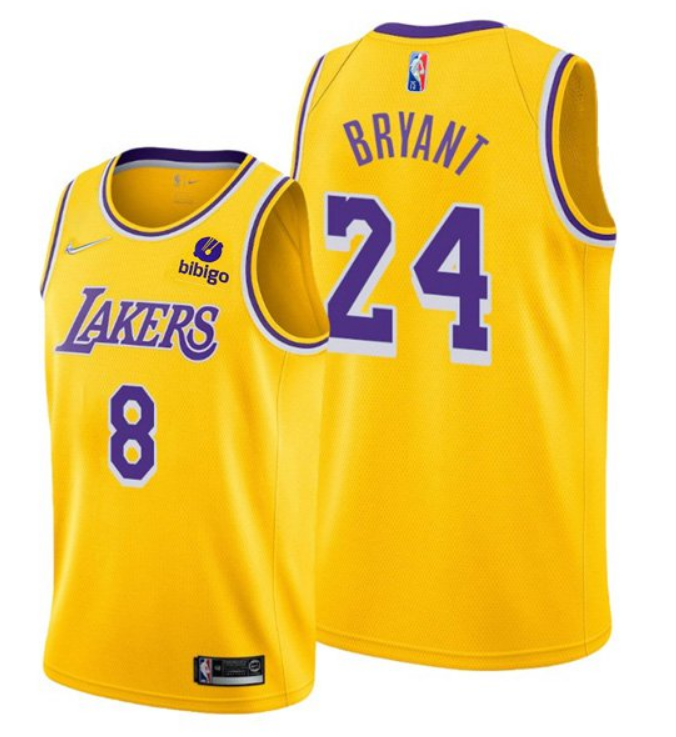 Personalized Men’s Los Angeles Lakers Front #8 Back #24 Kobe Bryant Bibigo Yellow Stitched Basketball Jersey