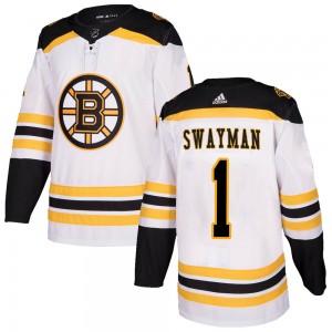 Personalized Men’s Boston Bruins #1 Jeremy Swayman Authentic Away Jersey – White