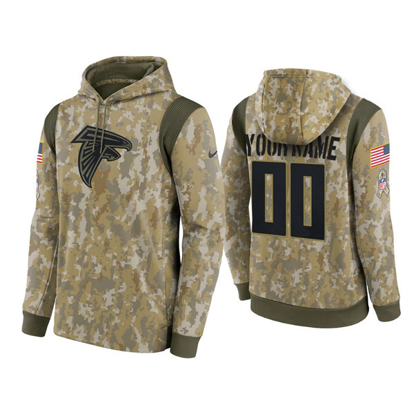 Personalized Men’s Atlanta Falcons Active Player Camo 2021 Salute To Service Therma Performance Pullover Hoodie