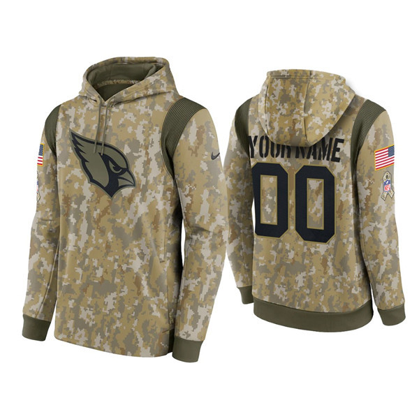 Personalized Men’s Arizona Cardinals Active Player Camo 2021 Salute To Service Therma Performance Pullover Hoodie