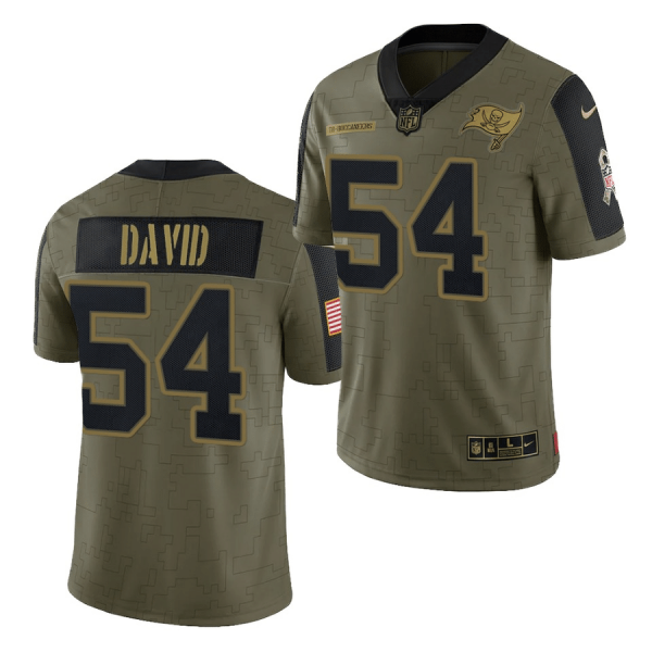 Personalized Men’s Tampa Bay Buccaneers #54 Lavonte David 2021 Olive Salute To Service Limited Stitched Jersey