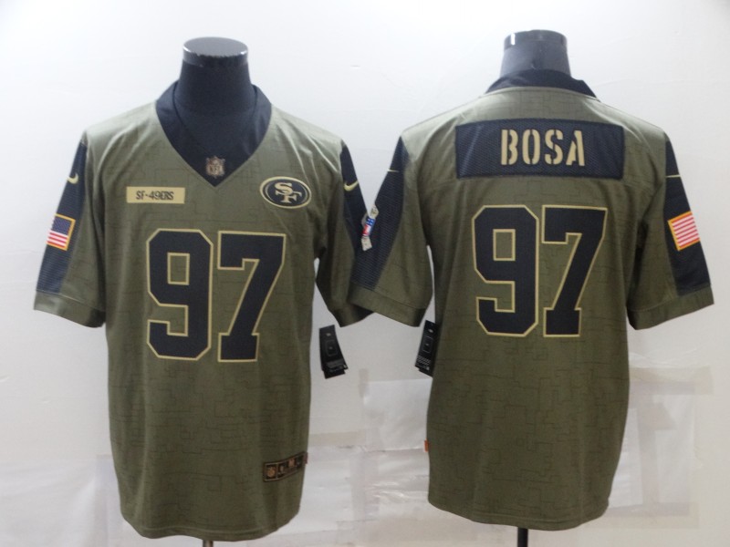 Personalized Men’s San Francisco 49ers #97 Nick Bosa Olive 2021 Salute To Service Limited Player Jersey