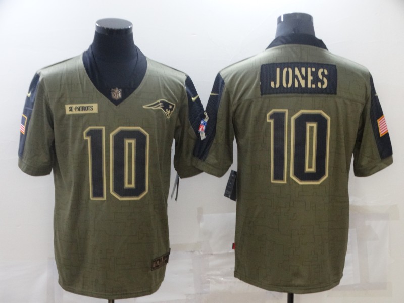 Personalized Men’s New England Patriots #10 Mac Jones 2021 Olive Salute To Service Limited Stitched Jersey