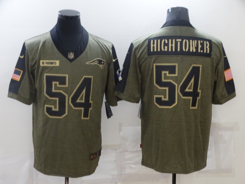 Personalized Men’s New England Patriots #54 Tedy Bruschi Olive 2021 Salute To Service Retired Player Limited Jersey