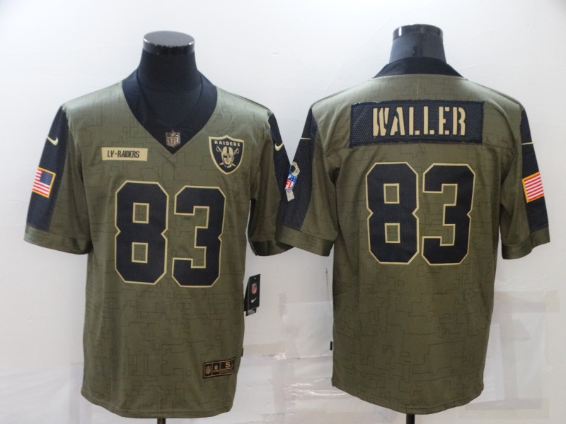 Personalized Men’s Las Vegas Raiders #83 Darren Waller 2021 Olive Salute To Service Limited Stitched Jersey