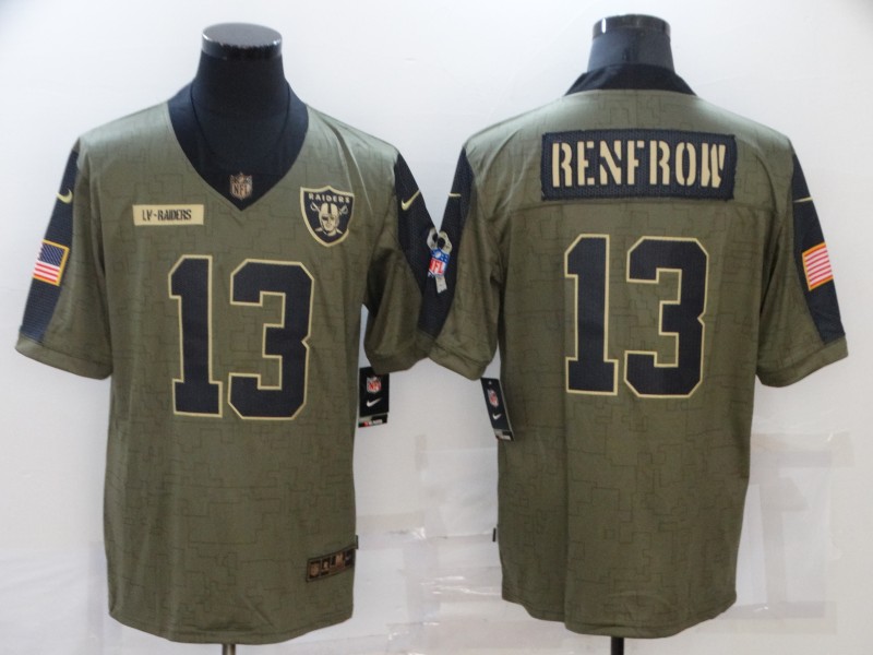 Personalized Men’s Las Vegas Raiders #13 Hunter Renfrow 2021 Olive Salute To Service Limited Stitched Jersey