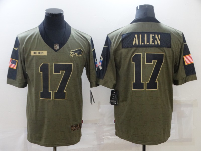 Personalized Men’s Buffalo Bills #17 Josh Allen Olive 2021 Salute To Service Limited Player Jersey