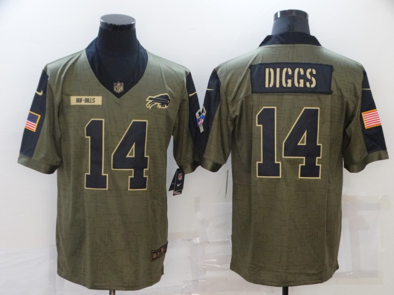 Personalized Men’s Buffalo Bills #14 Stefon Diggs Olive 2021 Salute To Service Limited Player Jersey