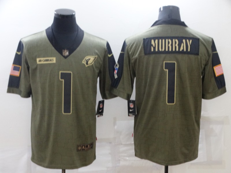 Personalized Men’s Arizona Cardinals #1 Kyler Murray Olive 2021 Salute To Service Limited Player Jersey