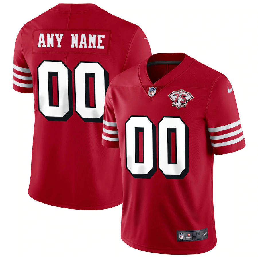 Personalized Custom Men’s 49ers 75th Anniversary Alternate Scarlet limited Jersey