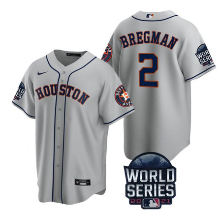Personalized Men’s Houston Astros #2 Alex Bregman 2021 Gray World Series Cool Base Stitched Baseball Jersey