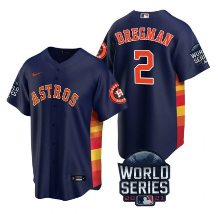 Personalized Men’s Houston Astros #2 Alex Bregman 2021 Navy World Series Cool Base Stitched Baseball Jersey