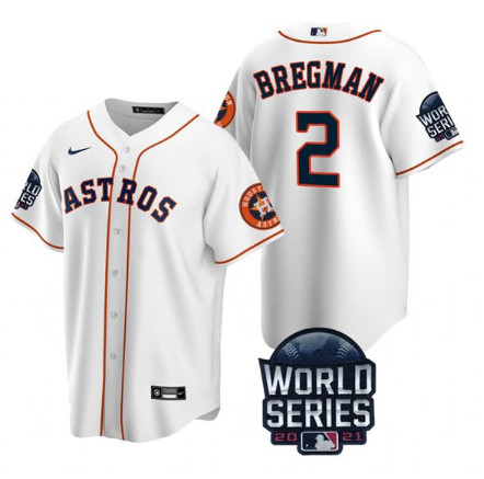 Personalized Men’s Houston Astros #2 Alex Bregman 2021 White World Series Cool Base Stitched Baseball Jersey