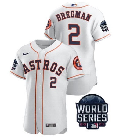 Personalized Men’s Houston Astros #2 Alex Bregman 2021 White World Series Flex Base Stitched Baseball Jersey