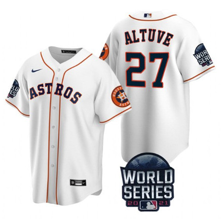 Personalized Men’s Houston Astros #27 Jose Altuve 2021 White World Series Cool Base Stitched Baseball Jersey