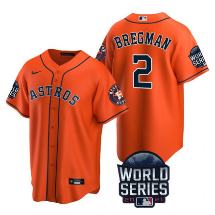 Personalized Men’s Houston Astros #2 Alex Bregman 2021 Orange World Series Cool Base Stitched Baseball Jersey