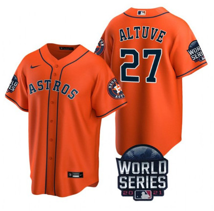 Personalized Men’s Houston Astros #27 Jose Altuve 2021 Orange World Series Cool Base Stitched Baseball Jersey