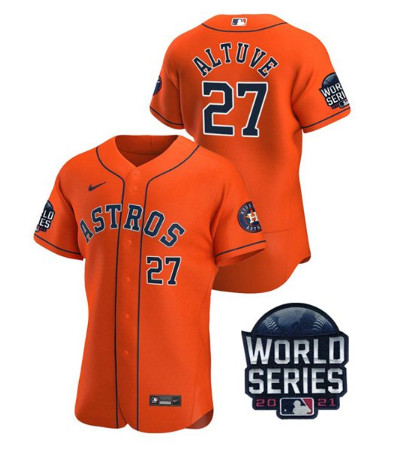 Personalized Men’s Houston Astros #27 Jose Altuve 2021 Orange World Series Flex Base Stitched Baseball Jersey