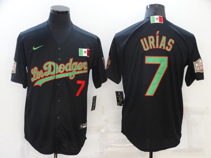 Personalized Men’s Los Angeles Dodgers #7 Julio Urias Black With Los Angeles Green Mexico 2020 World Series Stitched MLB Jersey