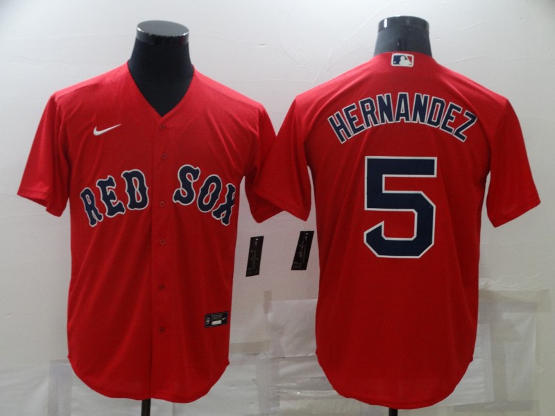 Personalized Men’s Boston Red Sox #5 Enrique Hernandez Red New Cool Base Stitched Jersey