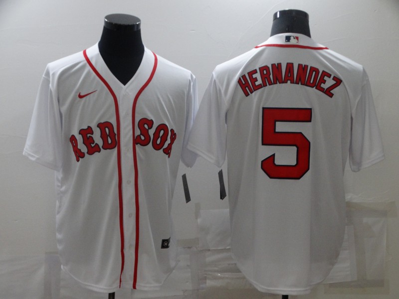 Personalized Men’s Boston Red Sox #5 Enrique Hernandez White New Cool Base Stitched Jersey