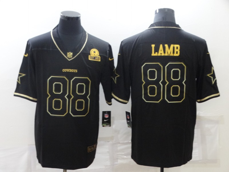 Personalized Men’s Dallas Cowboys #88 CeeDee Lamb Black Golden Edition Limited Stitched Jersey