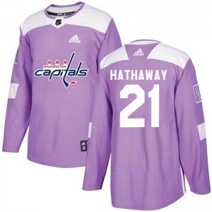 Personalized Men’s Washington Capitals #21 Garnet Hathaway Authentic Fights Cancer Practice Jersey – Purple