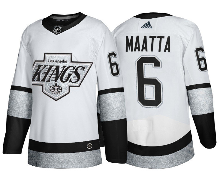 Personalized Men’s Los Angeles Kings #6 Olli Maatta White Throwback Stitched Jersey