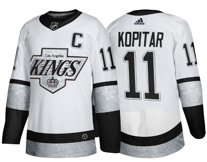 Personalized Men’s Los Angeles Kings #11 Anze Kopitar White Throwback Stitched Jersey