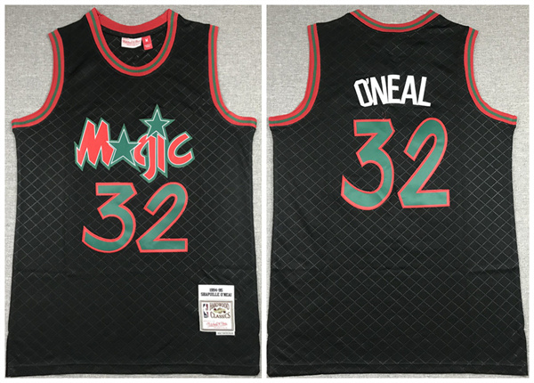 Personalized Men’s Orlando Magic #32 Shaquille O’Neal Black Throwback Stitched Jersey