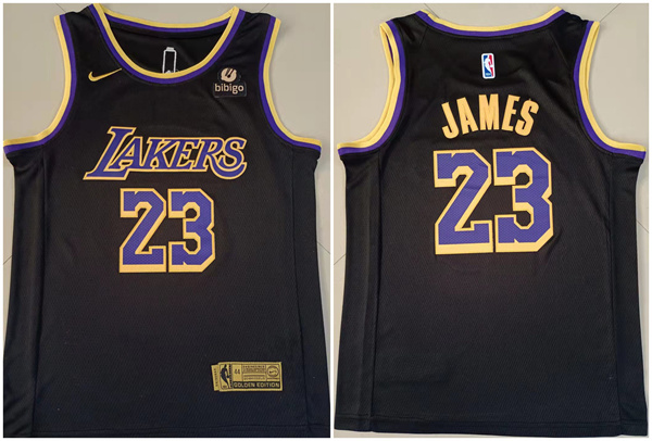 Personalized Men’s Los Angeles Lakers #23 LeBron James Bibigo Black Stitched Basketball Jersey
